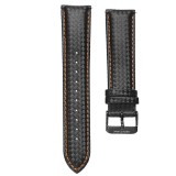 Curea piele compatibila Huawei Watch GT 2 46mm, Negru/Portocaliu