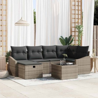 Set de canapele pentru grădină 7 pcs Gri 55 x 62 x 69 cm foto