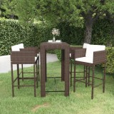 VidaXL Set mobilier bar de grădină cu perne, 5 piese, maro, poliratan