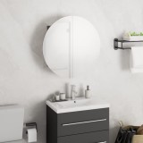 VidaXL Dulap de baie cu oglindă rotundă și LED, gri, 40x40x17,5 cm