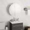 Gossi dulap de baie cu oglinda rotunda si led, gri, 40x40x17,5 cm