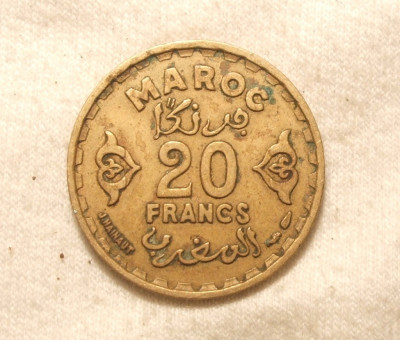 MAROC 20 FRANCI 1951 foto