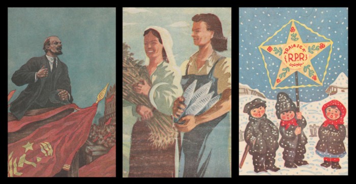 1948 Lot de 3 carti postale ilustrate de propaganda comunista editate de SOTIL