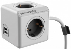 Prelungitor in forma de cub 4 prize, 2 USB, lungime cablu 3m, Extended USB, Allocacoc foto