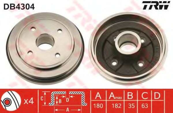 Tambur frana OPEL AGILA (A) (H00) (2000 - 2007) TRW DB4304