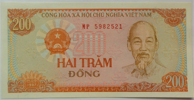 BANCNOTA COMUNISTA 200 DONG - VIETNAM, anul 1987 *cod 633 B = UNC foto