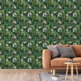 DUTCH WALLCOVERINGS Tapet Eden, negru si verde &icirc;nchis GartenMobel Dekor, vidaXL