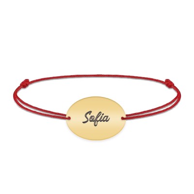 Ovalia - Bratara personalizata snur cu nume din argint 925 placat cu aur galben 24K foto
