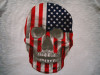 Tricou Barbati Alb Cap de Mort Steag America Maneca Scurta Bumbac Skull USA Craniu Supradimensionat Moto Rocker
