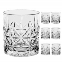 Set 6 pahare Pufo Elegant din sticla pentru whisky, 330 ml