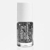 Oja de unghii long lasting, Negru cu sclipici argintiu si confetti, 6 ml, CMCLASS