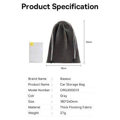 ORGANIZATOR auto tip saculet Baseus, stofa, 180 x 240mm, gri &amp;quot;CRGJ000013&amp;quot; - 6932172620790 foto