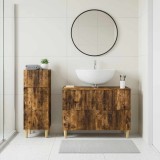 Cumpara ieftin Set de dulapuri pentru baie, 2 piese ARNHEM Stejar fumuriu