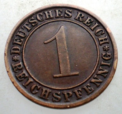 B.187 GERMANIA WEIMAR 1 REICHSPFENNIG 1933 A foto