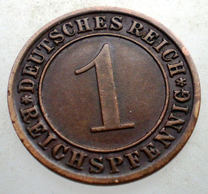 B.187 GERMANIA WEIMAR 1 REICHSPFENNIG 1933 A