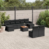 Gossi set canapele de gradina cu perne, 10 piese, negru, poliratan