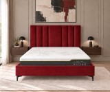 Cumpara ieftin Pat Deja Vu 180x200 cm Tapitat Catifea Burgundy Cu Somiera Inclusa Elegant