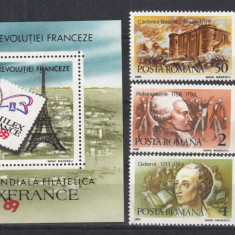 ROMANIA1989 LP 1226 LP 1227 EXPOZITIA FILATELICA MONDIALA PARIS SERIE+COLITA MNH