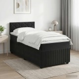 Cumpara ieftin Pat boxspring cu saltea cu headboard Negru 90 x 200 cm Catifea