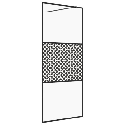 Paravan de dus walk-in negru 90x195 cm sticla ESG transparenta foto