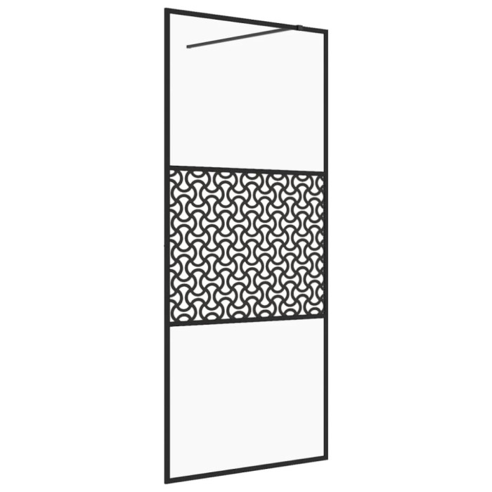 Paravan de dus walk-in negru 90x195 cm sticla ESG transparenta