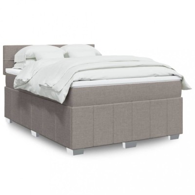 vidaXL Pat box spring cu saltea, gri taupe, 160x200 cm material textil 3287123 foto
