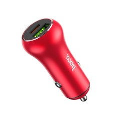 Incarcator auto Hoco Z38, Dual, USB 18W+ USB-C 20W Quick Charge 3.0, Rosu, Blister