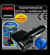 Transformator curent de la 12V/24V la 2x500 mA USB - CRD-LAM39042 Auto Lux Edition foto