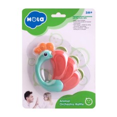 Jucarie zornaitoare paun pentru dentitie, multicolora, 3+ luni