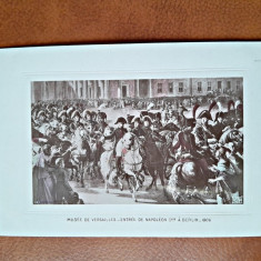 Napoleon Bonaparte, reproducere tip carte postala, dupa un tablou de la Vesailles reprezentand intrarea in Belin