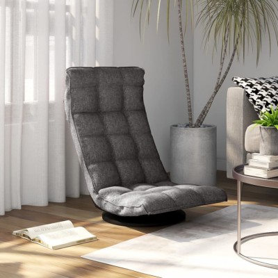 vidaXL Scaun de podea pivotant, gri deschis, material textil foto
