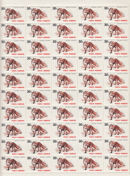 1993 LP 1318 ANIMALE VALOAREA 30 L HARTIE ALBA FILIGRAN COALA 50 TIMBRE MNH