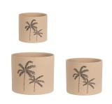 Cumpara ieftin Set 3 ghivece flori teracota bej negru Palm &Oslash;20x17,5h; &oslash;25x22h; &oslash;30x25h