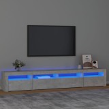 vidaXL Comodă TV cu lumini LED, gri beton, 240x35x40 cm 3152725