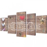 Cumpara ieftin Set tablouri de perete cu imprimeu Home Sweet Home, 200 x 100 cm, vidaXL