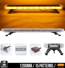 88 LED 120cm Lumina de Stroboscopica Lampa Girofar Avertizare Galben 12V 24V 88W 15 moduri intermitent