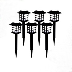 Set 6 lampi solare pentru gradina, cu iluminare LED, rezistente la apa, negru