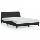 VidaXL Cadru de pat cu tăblie, negru, 140x200 cm, piele ecologică