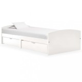 Gossi cadru de pat cu 2 sertare, alb, 90 x 200 cm, lemn masiv de pin