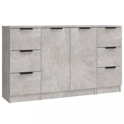 Servante, 3 piese, gri beton, lemn prelucrat foto