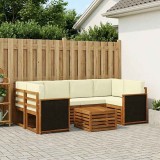vidaXL Set de canapele de exterior cu pernă 7 pcs Natural și Crem 3384071