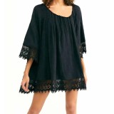 Tunica, Rochie de plaja aerisita, ușoara și delicata, culoare Neagra,