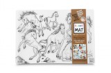 Plansa reutilizabila cu desene de colorat, model Cai,48x33.5 cm