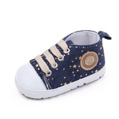 Tenisi pentru bebelusi, denim cu stelute aurii (Marime Disponibila: 6-9 luni