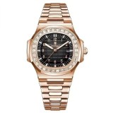 Poedagar Ceas barbatesc Casual Elegant Fashion Indici Calendar Luminosi Otel Auriu Negru