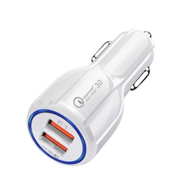 Incarcator auto, 2 Porturi USB Quick Charge Qualcomm 3.0, alb foto