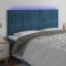 vidaXL Tăblie de pat cu LED, albastru &icirc;nchis, 200x5x118/128cm catifea 3122732