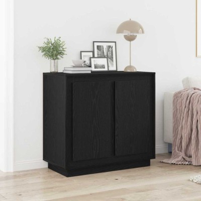 vidaXL Dulap, stejar negru, 80x34x75 cm, lemn prelucrat foto