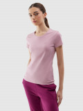 Tricou slim unicolor pentru femei - roz