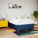 VidaXL Cadru de pat fără saltea, albastru, 140x190 cm, textil